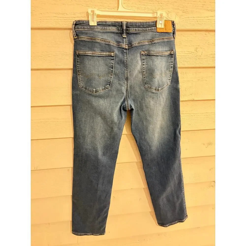 American Eagle Airflex+ Athletic Straight Jeans Medium Wash Stretch Denim 33x32 - Picture 7 of 10